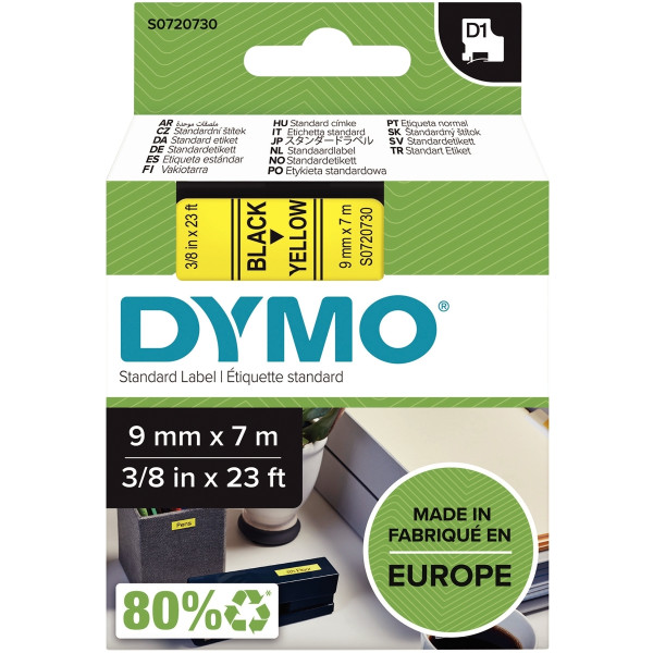 Recharge DYMO D1 9 mm x 7 m noir et jaune
